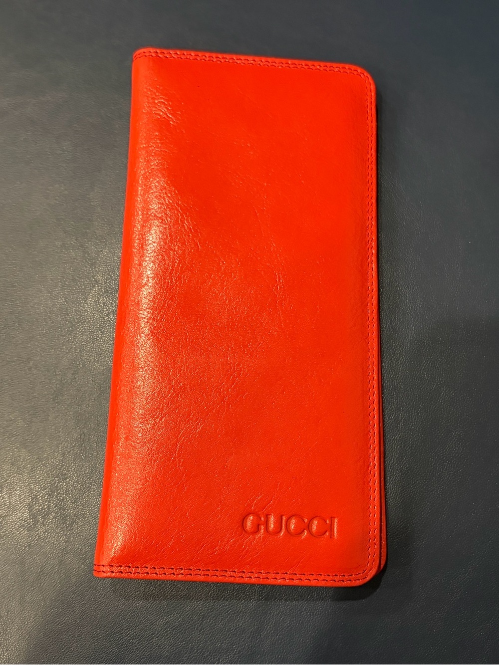Gucci Leather Travel Passport Wallet Red Vintage